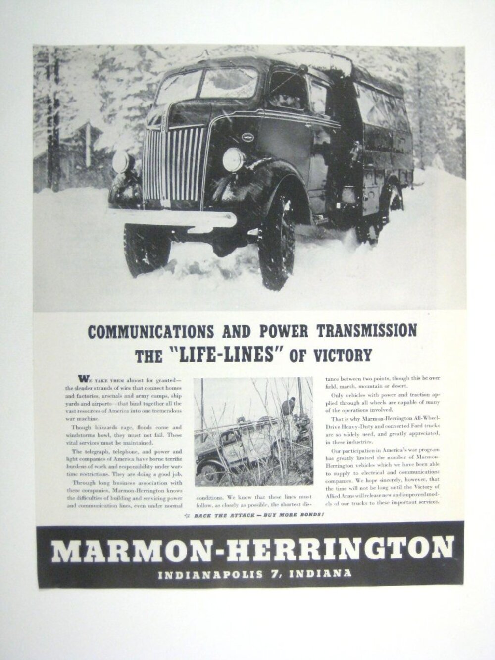 Marmon-Herrington Vintage Advertisement Print Life Lines Of Victory 1944 WWII Er